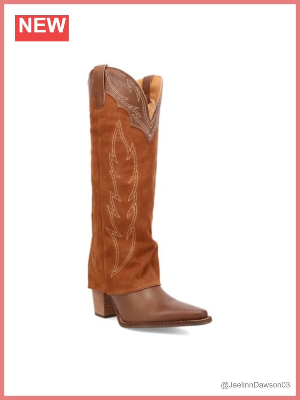 Leather Snip Toe Pull-On Knee High Western Boots
